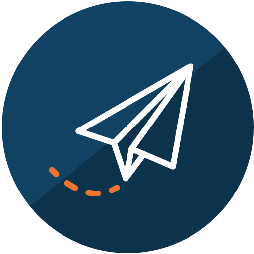 Icon of paper airplane with dotted line